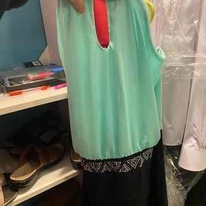 Teal and black dress Deb Size 1X